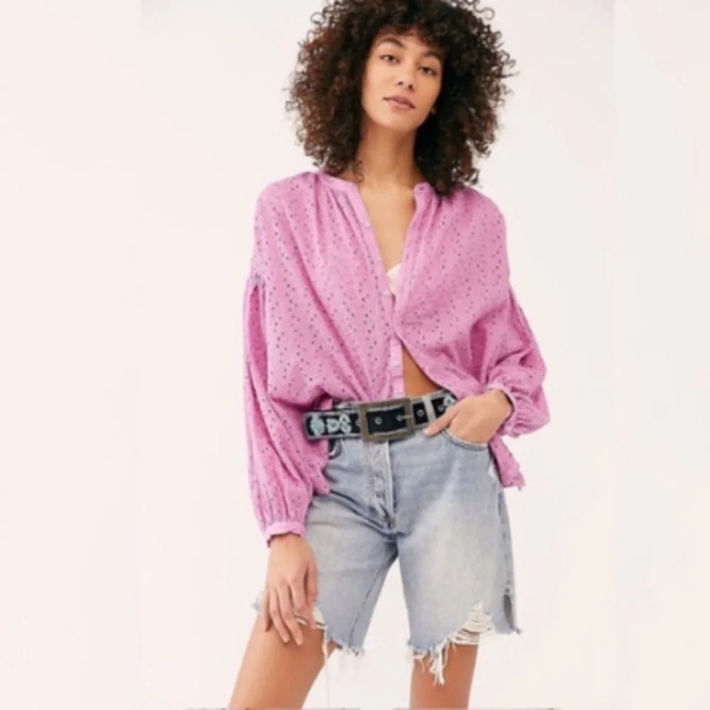 FREE PEOPLE Maddison Eyelet Blouse NWT M